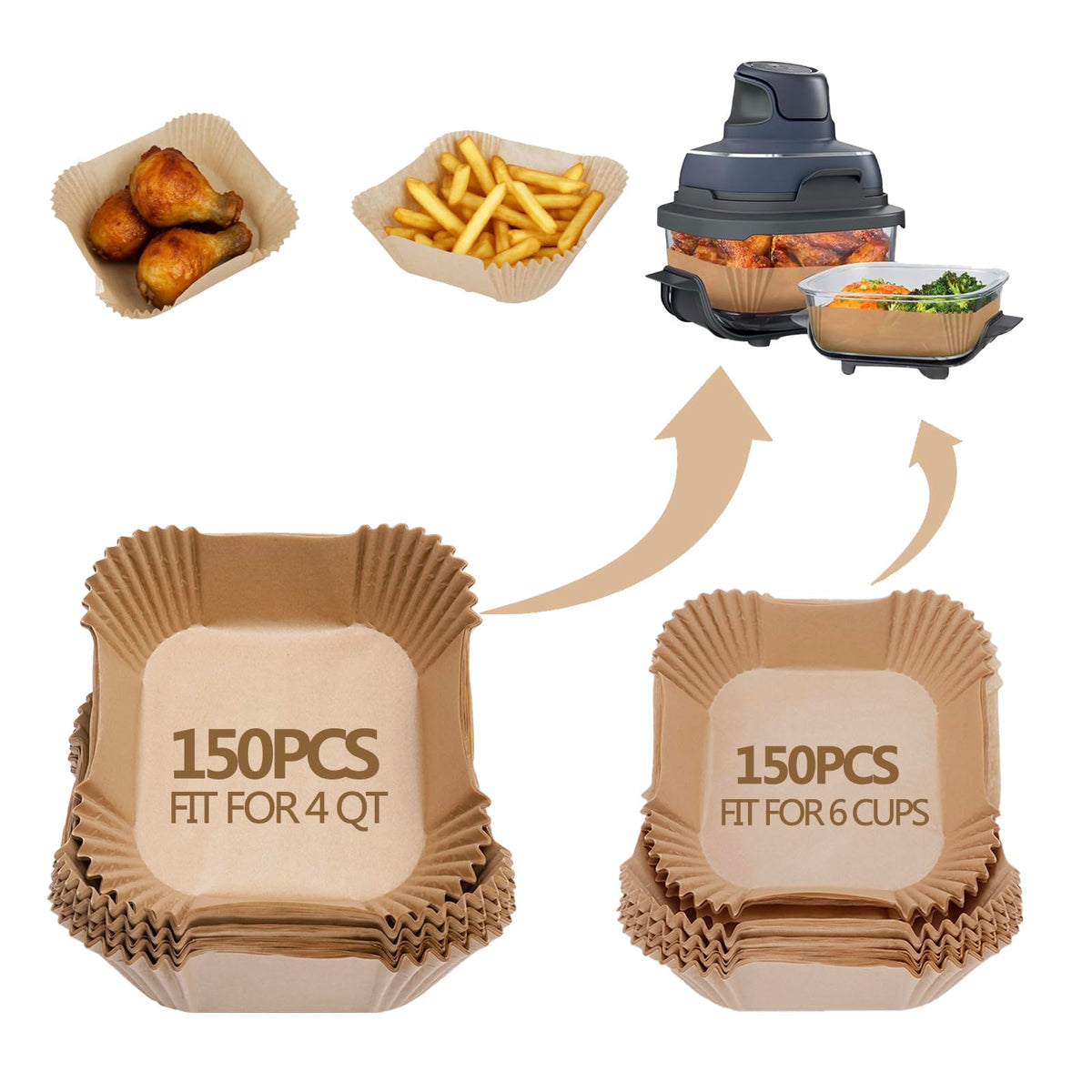 Ecfvtp 300pcs liners pack for Ninja Crispi for easier cleanup.