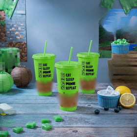 Echoglimmer 24 oz cups with lids suitable for water or soda.