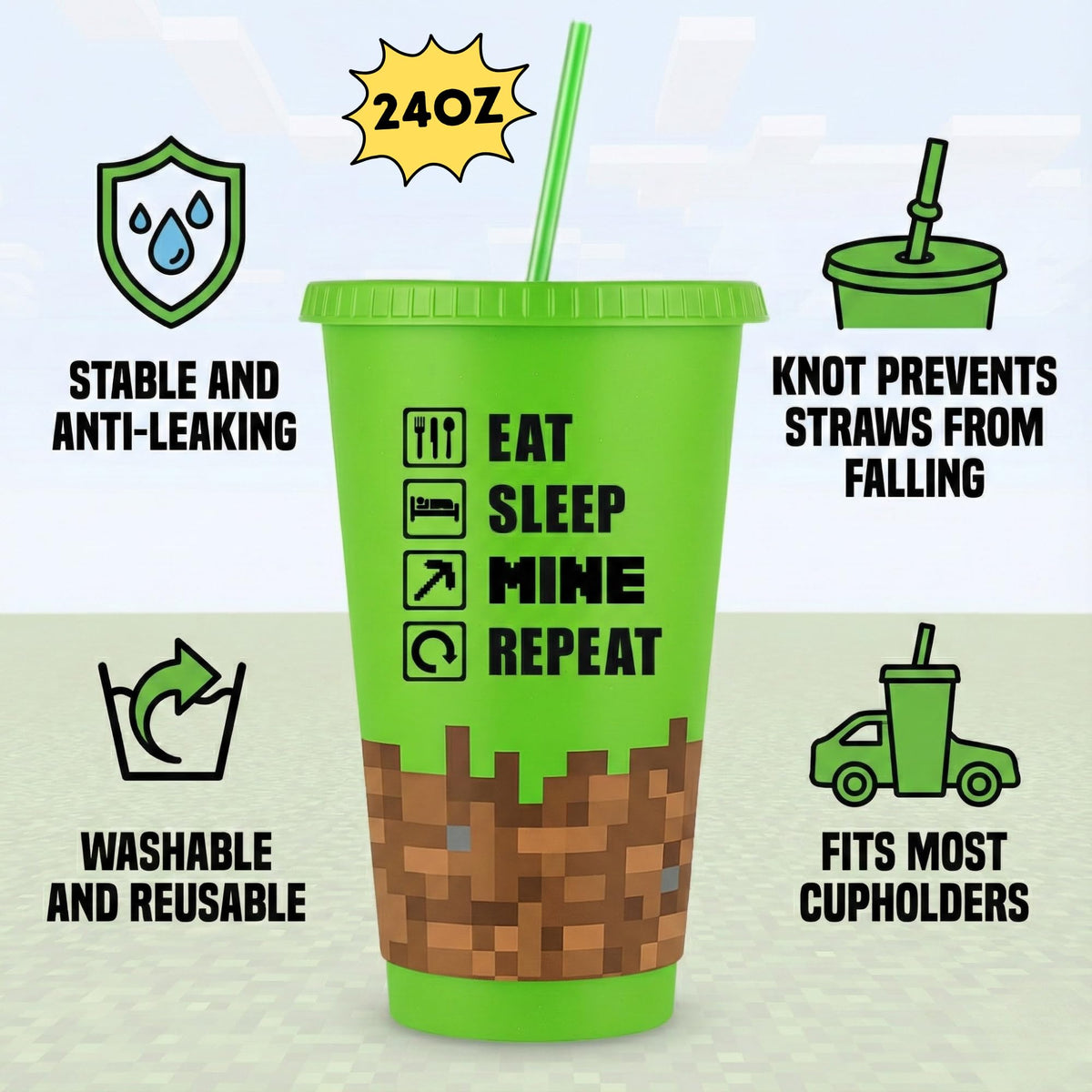 Echoglimmer miner design cup set helps organize drinks at gatherings.