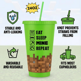 Echoglimmer miner design cup set helps organize drinks at gatherings.