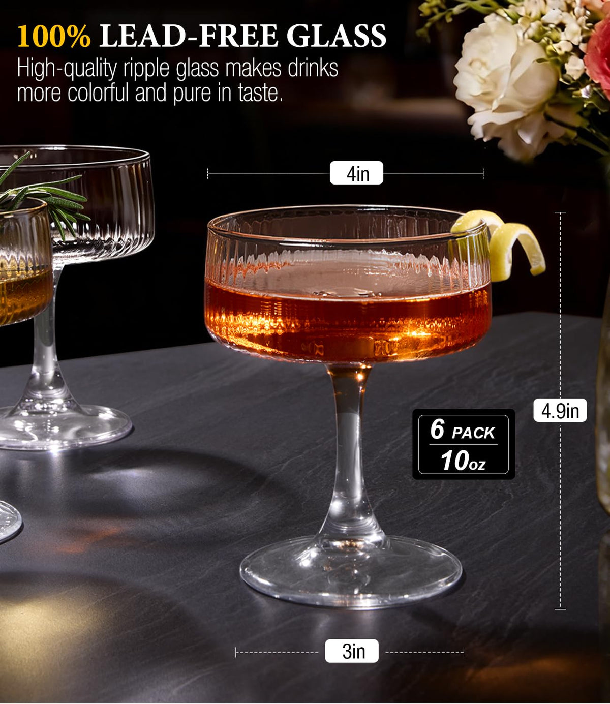 Echubao cocktail glasses with wide opening preserve aroma and flavor during sipping.