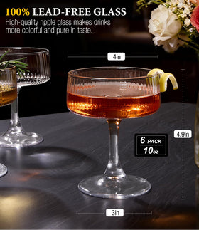 Echubao cocktail glasses with wide opening preserve aroma and flavor during sipping.