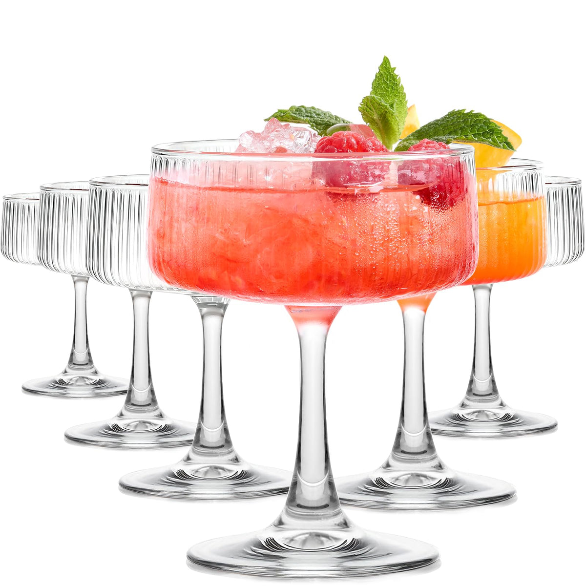 Echubao coupe glasses with ribbed edge, 10oz, ideal for stylish entertaining.