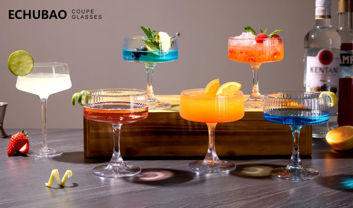 Echubao home bar-ready glasses ideal for classic cocktails like Manhattan and Margarita.
