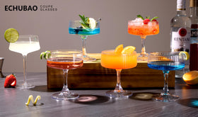 Echubao home bar-ready glasses ideal for classic cocktails like Manhattan and Margarita.
