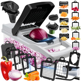 ECLENYES vegetable chopper with 10 blades for fast prep and even slices.