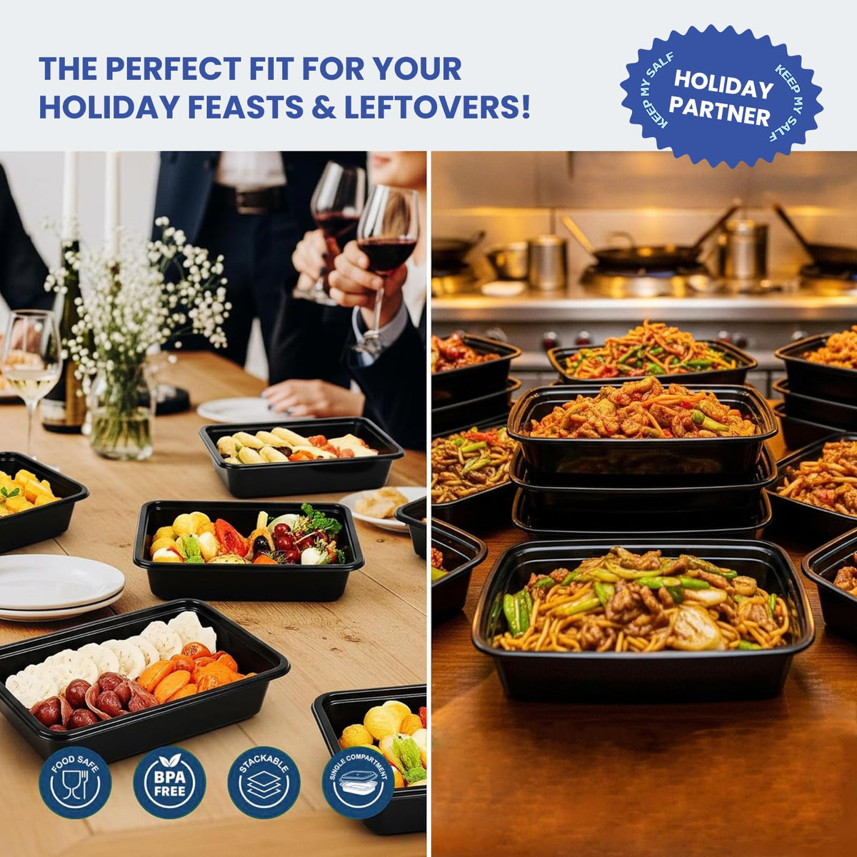 Eco Maicoco easy-open stackable lids help organize fridge storage.