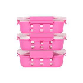 ECOBERI 4.5-cup glass meal prep container with clear body for quick meal planning.
