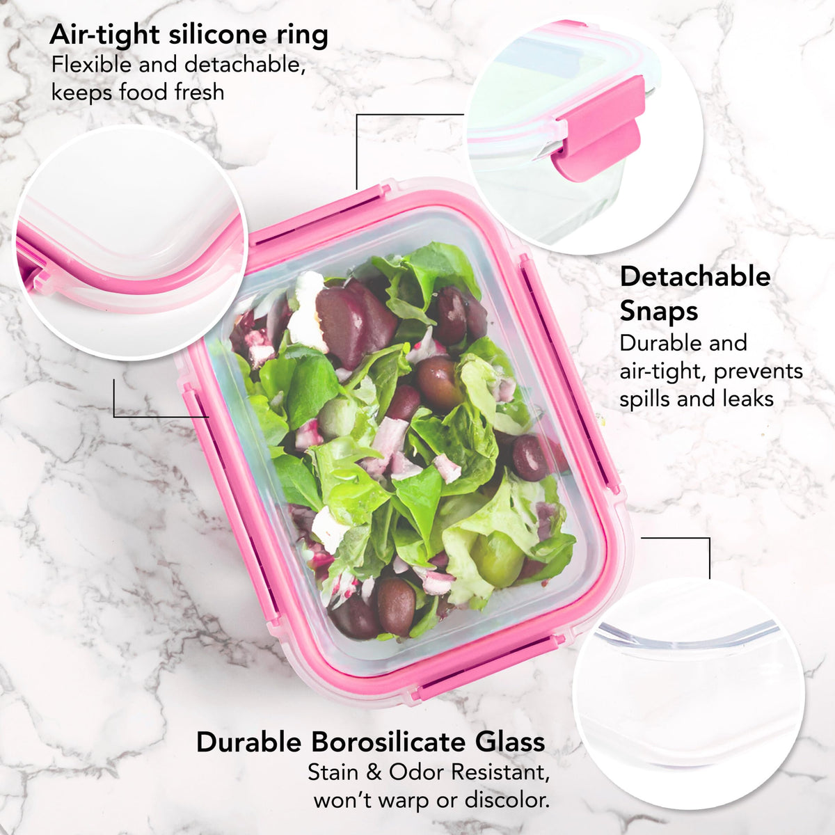 ECOBERI borosilicate glass resists stains and odors for long-lasting freshness.