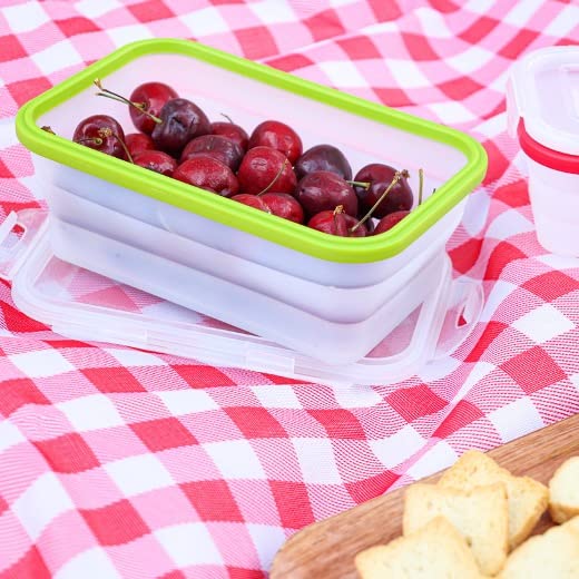 ECOBERI collapsible container expanded with lid open for easy meal prep