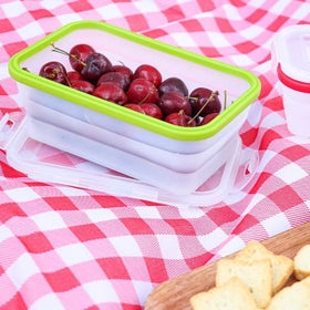 ECOBERI collapsible container expanded with lid open for easy meal prep