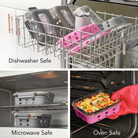 ECOBERI containers are oven, microwave, freezer, and dishwasher safe for flexible meals.