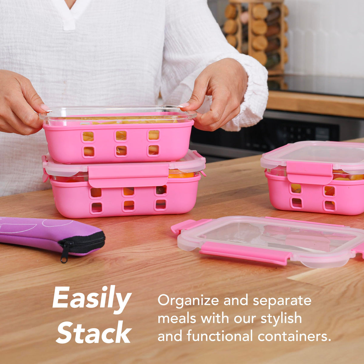 ECOBERI airtight lids keep foods sealed and reduce spills in bags.