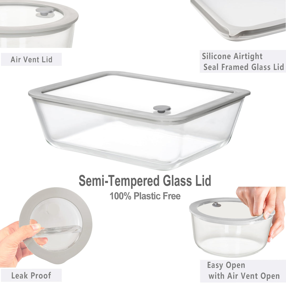 Close-up of EcoEvo glass lid with semi-tempered glass for a durable seal.