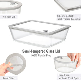 Close-up of EcoEvo glass lid with semi-tempered glass for a durable seal.