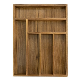 EcoFives acacia drawer organizer with six slots for neat silverware storage