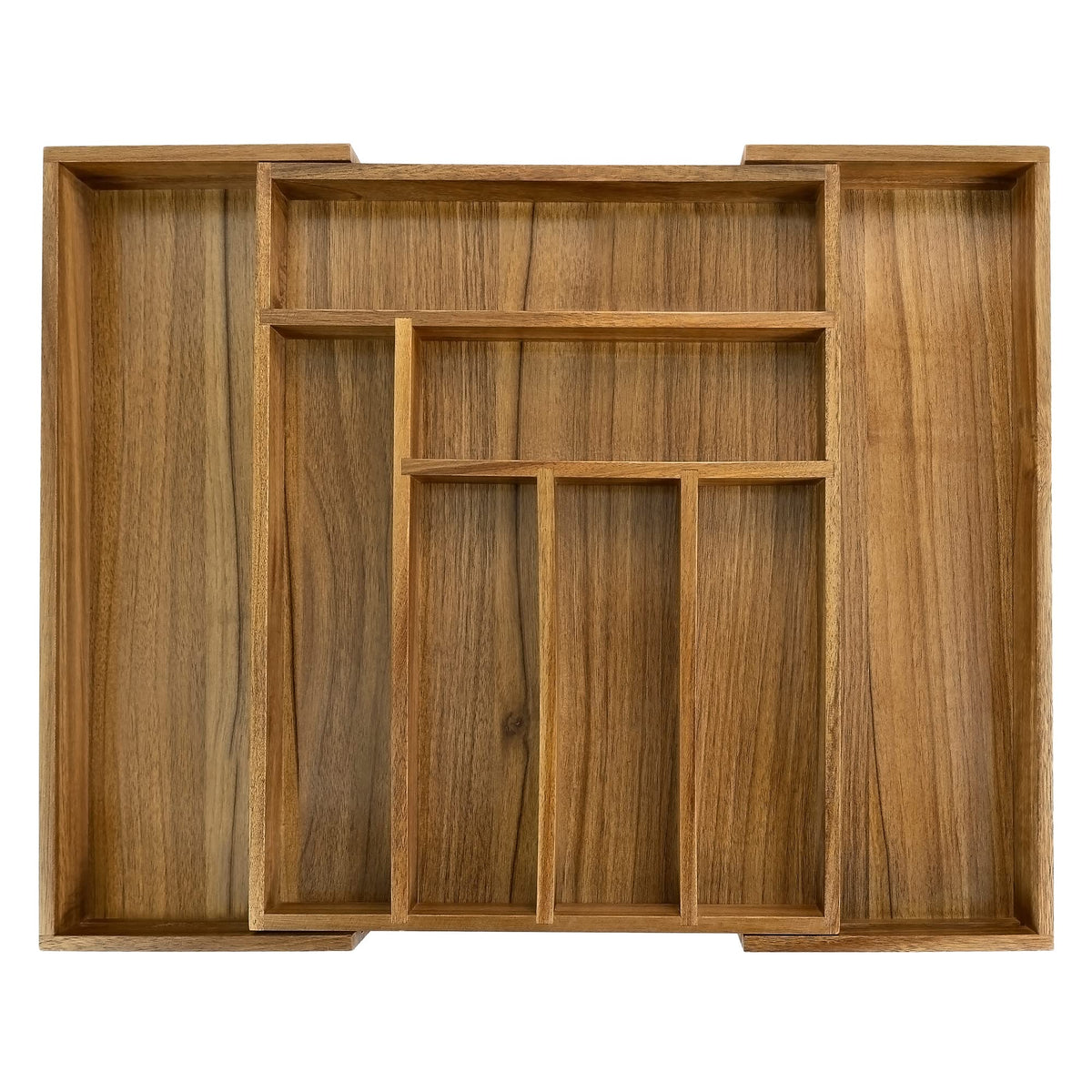 EcoFives luxury Acacia drawer organizer with eight slots keeps silverware neatly aligned