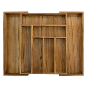 EcoFives luxury Acacia drawer organizer with eight slots keeps silverware neatly aligned