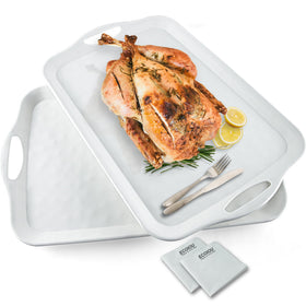 ECOIOU extra-large tray 20x13 with handles, ideal for family meals.