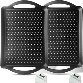 ECOIOU non-slip tray 2-pack, rectangle with black handles for secure serving