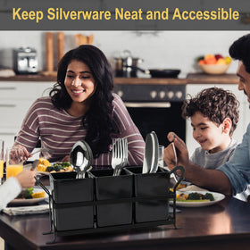ECOIOU three-bin utensil caddy keeping spoons, forks and knives organized