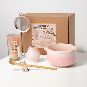 ECOLEMON pink glazed spouted bowl for mess-free pouring and warm matcha