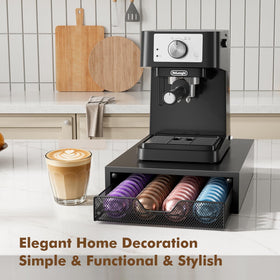 ECOLOVI black pod holder complements modern kitchens and offices.