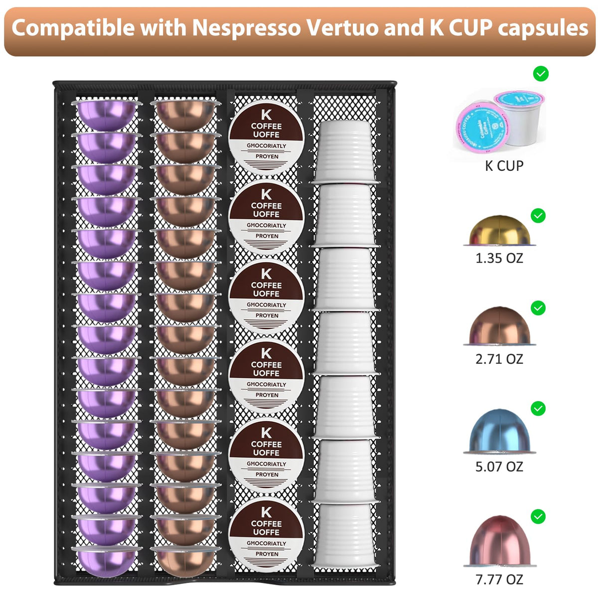 ECOLOVI pod organizer saves counter space while keeping capsules visible.