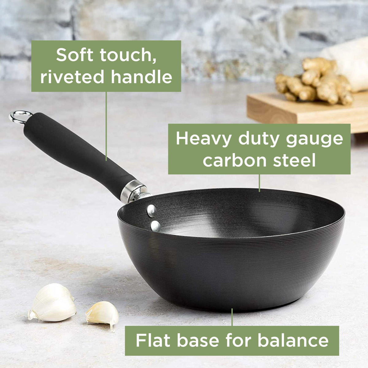 Ecolution induction-compatible wok performs well on induction stoves.