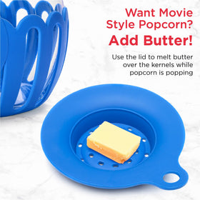 Ecolution Micro-Pop butter-melt lid in action for melted topping.