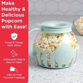 Ecolution Micro-Pop dual-function lid measuring kernels and melting butter.