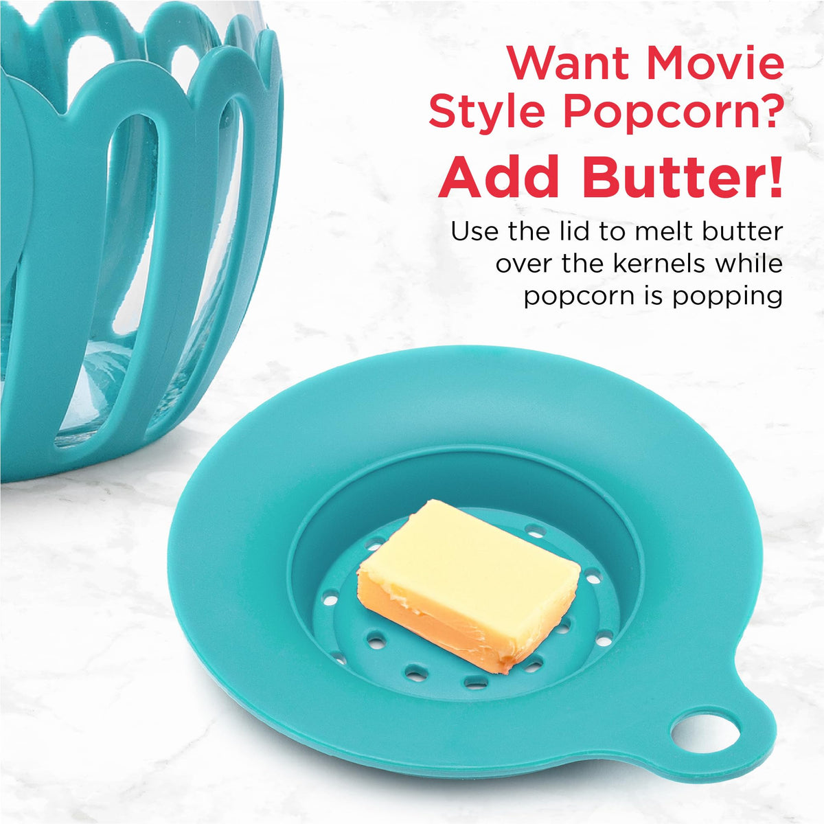 Ecolution Micro-Pop wide-mouth glass design lets you see popping progress.