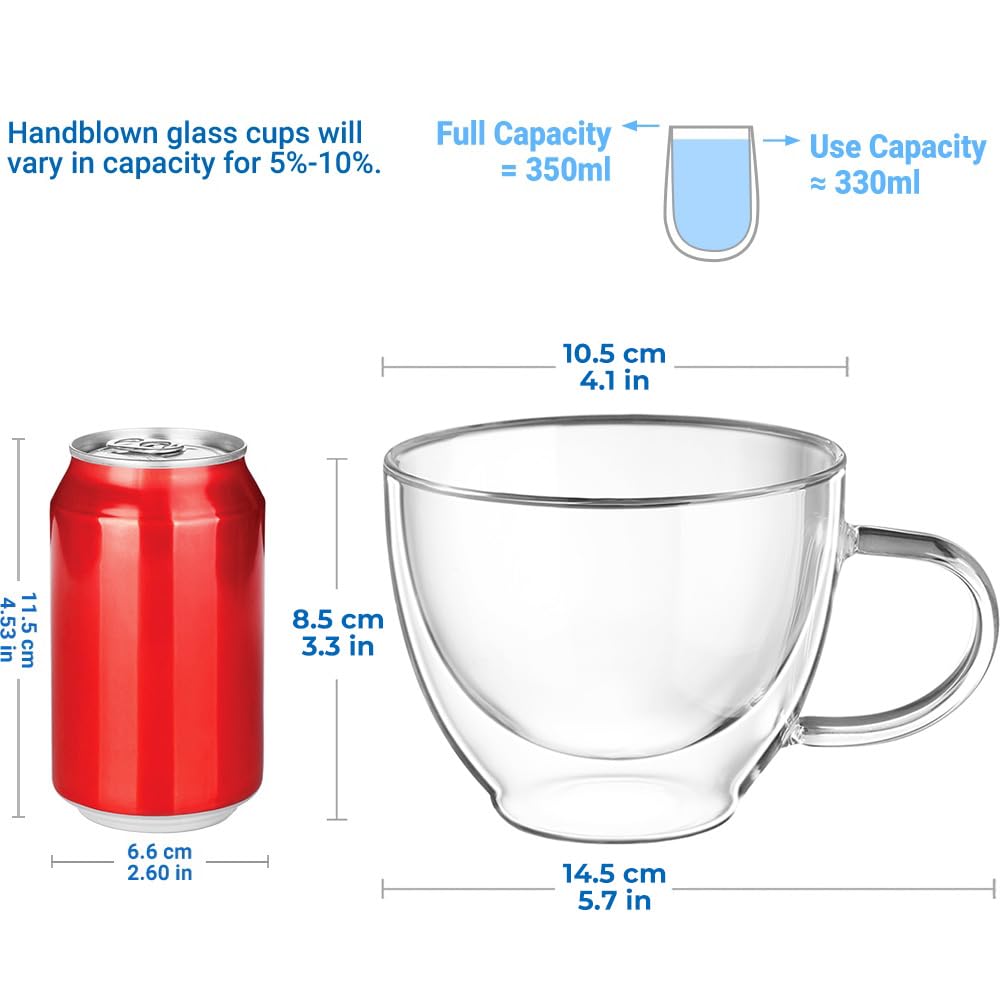 ecooe clear borosilicate mug with handle, ideal for hot or cold drinks.