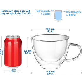 ecooe clear borosilicate mug with handle, ideal for hot or cold drinks.