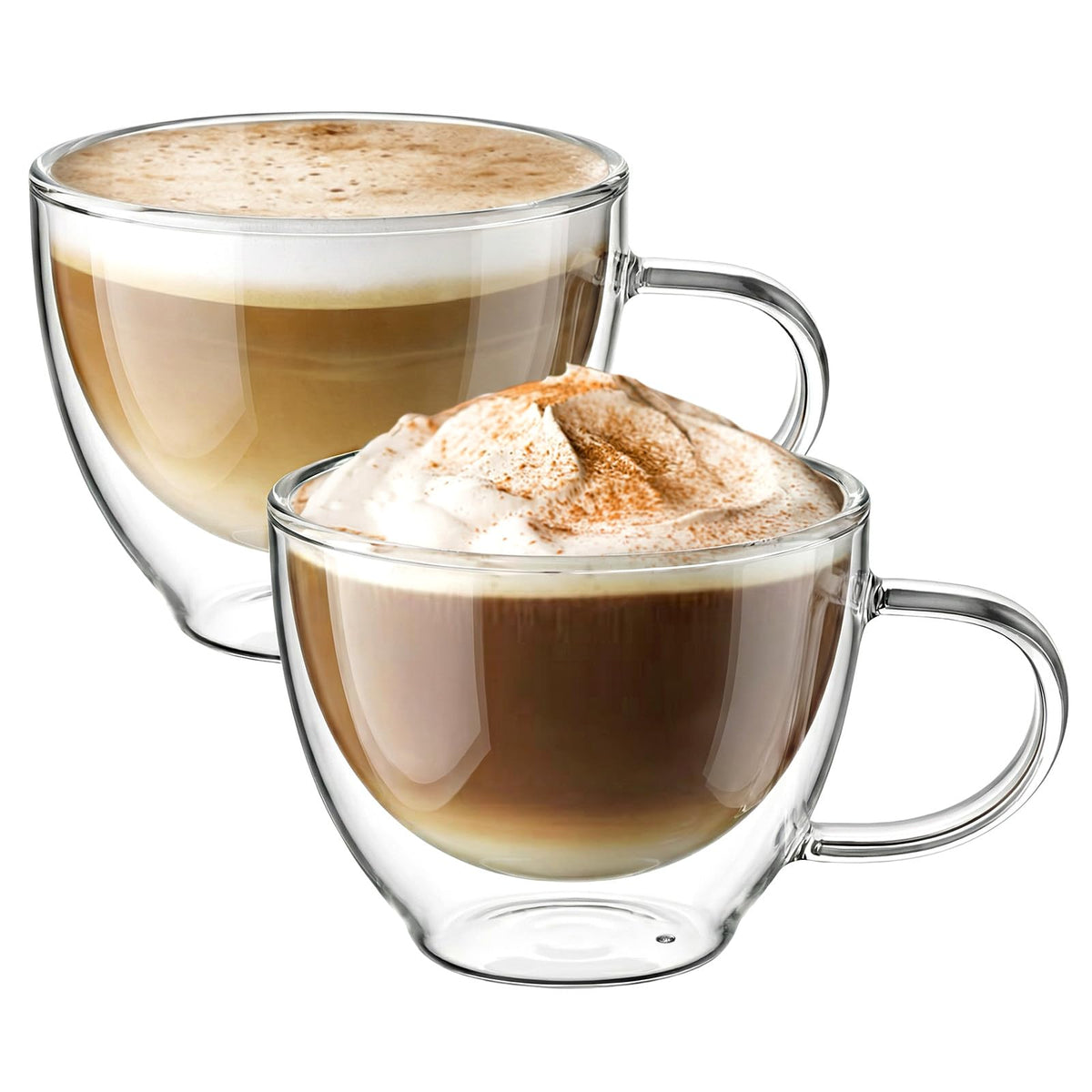 ecooe double-walled glass coffee mug 12oz set of 2, elegant and insulating.