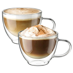 ecooe double-walled glass coffee mug 12oz set of 2, elegant and insulating.