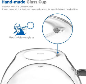 ecooe insulated glass cup, heat resistant for hot and cold beverages.