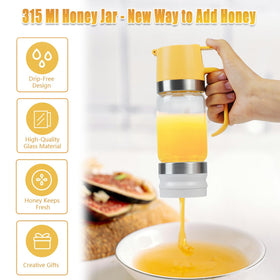 Ecopandy glass honey jar with handle for easy pouring
