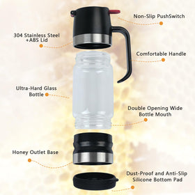 Ecopandy bottom pour spout keeps honey sealed