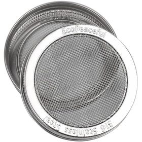 Multi-purpose lid doubles as a strainer for teas, broths, and powders.