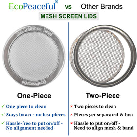 EcoPeaceful one-piece lid fits Ball Kerr jars for easy sprouting.