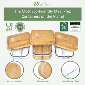 EcoPreps bamboo lid close-up highlights leak-resistant seal for mess-free meals.