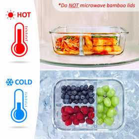 EcoPreps glass container with divider supports portion control and meal variety.
