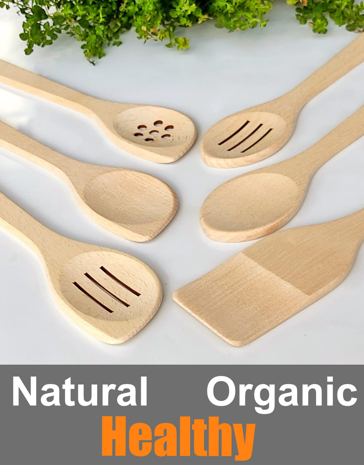 ECOSALL curved spoon showing safe scraping on nonstick pans.