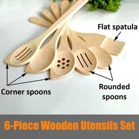 ECOSALL wooden spoons flat spoon in action for gentle stirring.