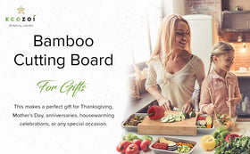 ecozoi bamboo cutting board easy to clean with warm soap and water.