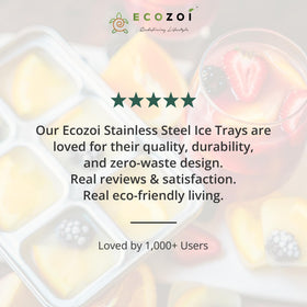 ecozoi large ice cubes form quickly in durable stainless steel.