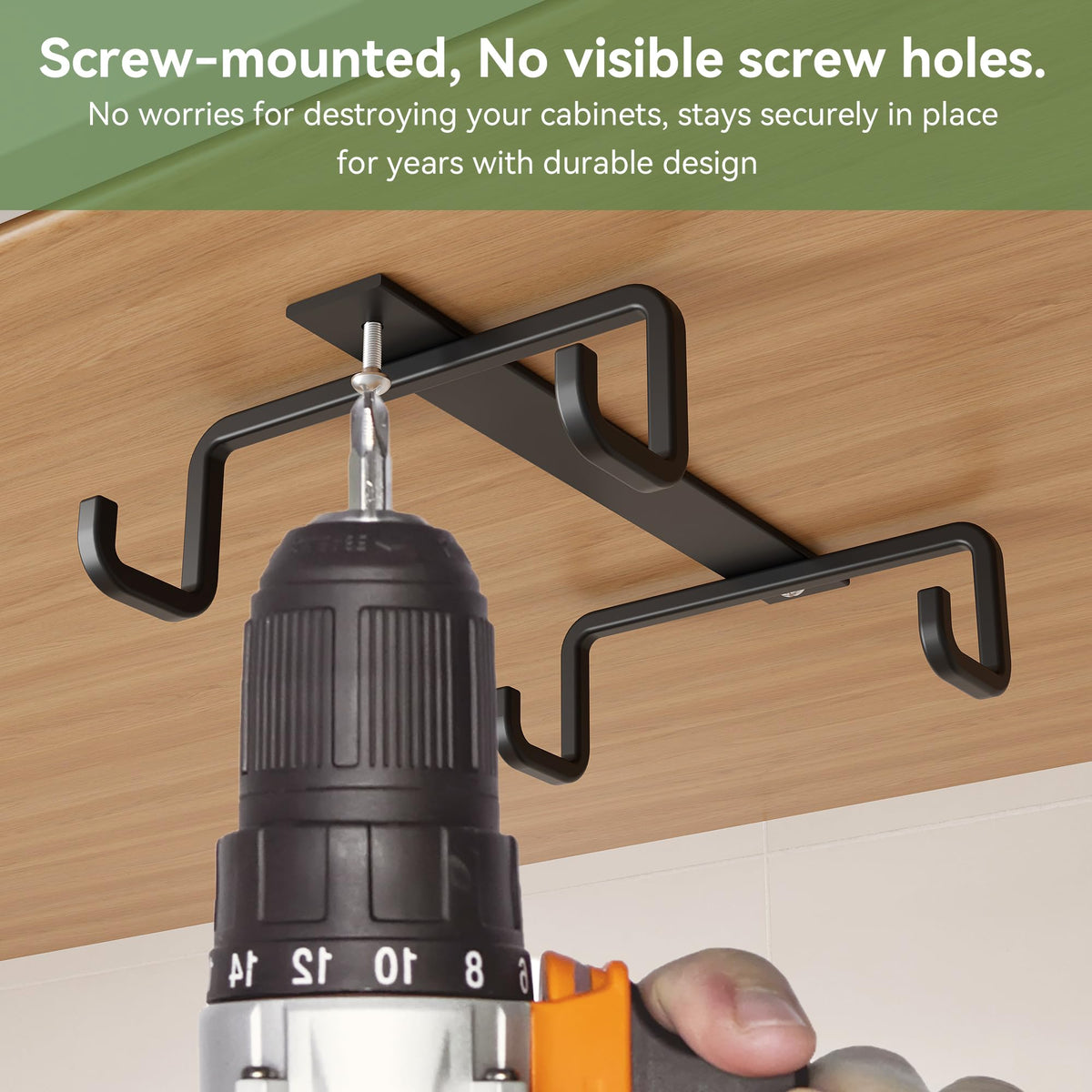 ECROCY mug hooks hold large mugs and free counter space.