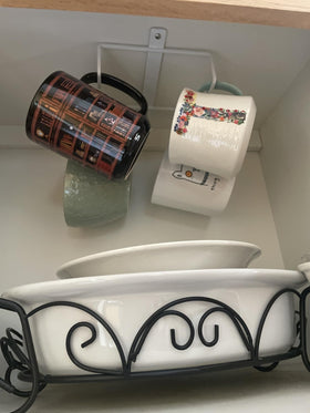 ECROCY mug hooks with wide spacing fit large mugs securely.