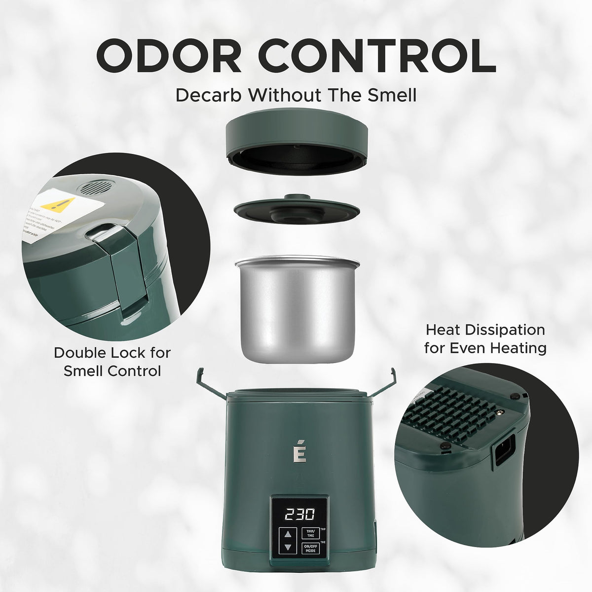 ECRU 2-in-1 odor-control feature supports discreet kitchen use